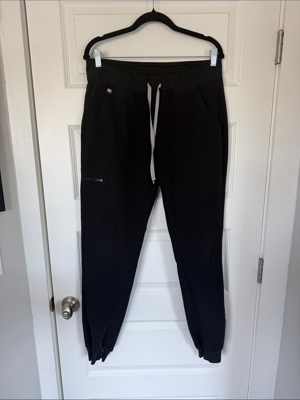 Figs Men's Black Joggers with White Drawstring